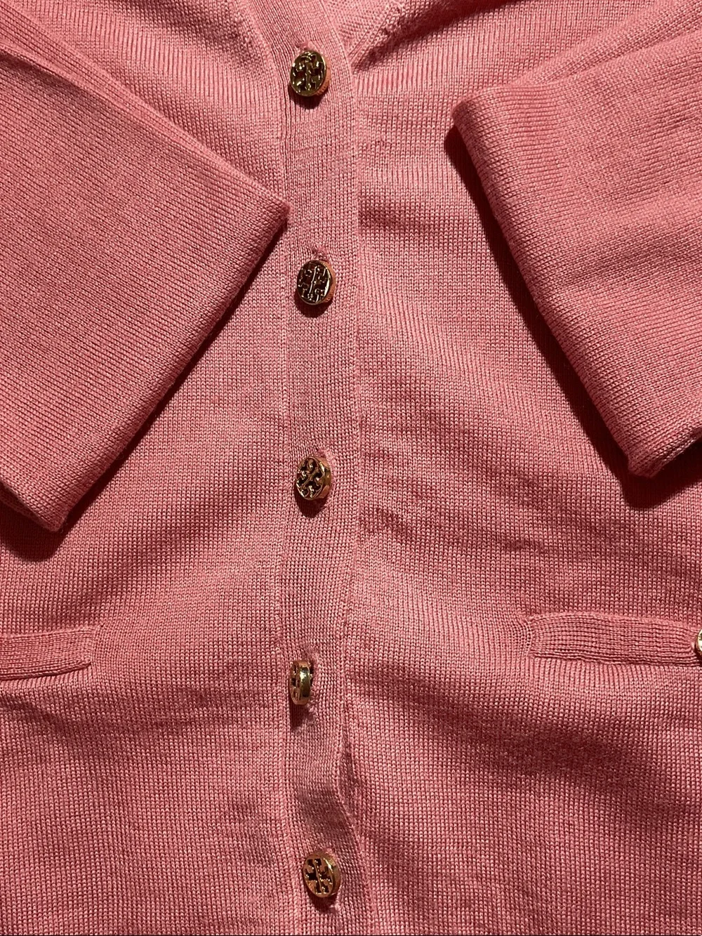 Tory Burch Rose Pink Button-Front V-Neck Cardigan